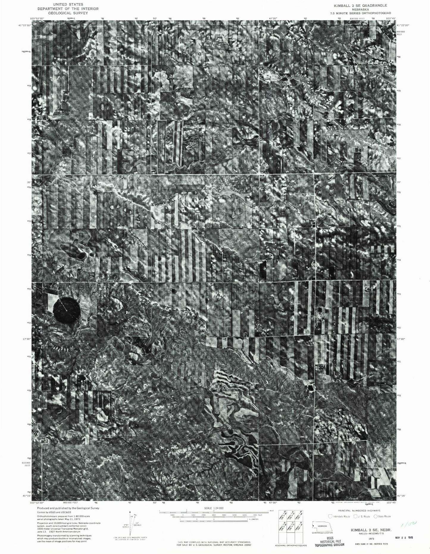 Classic USGS North of Oliver Reservoir Nebraska 7.5'x7.5' Topo Map Image