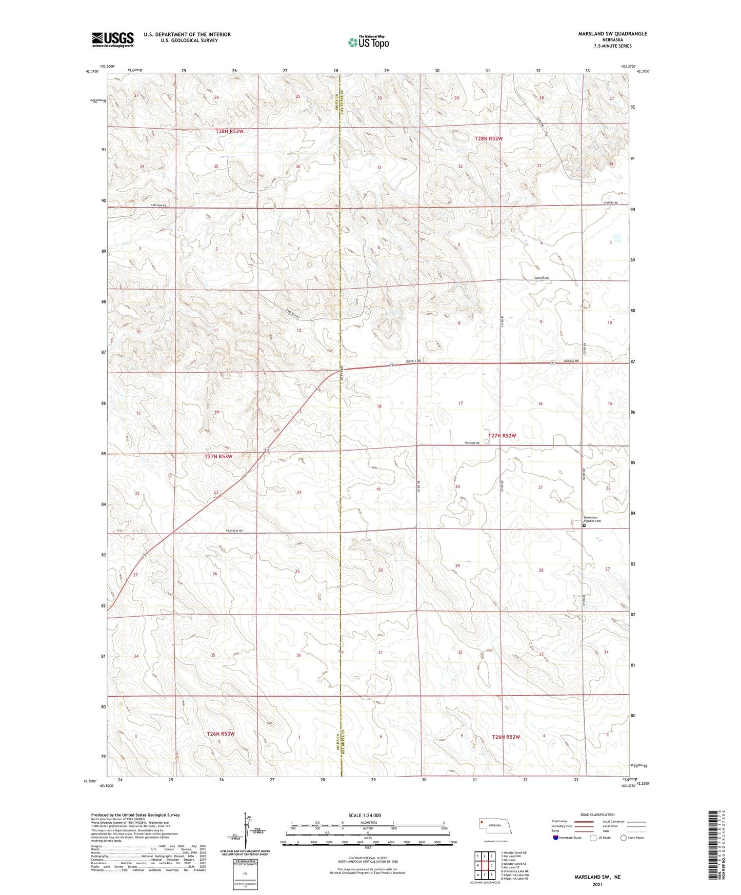 Marsland SW Nebraska US Topo Map Image