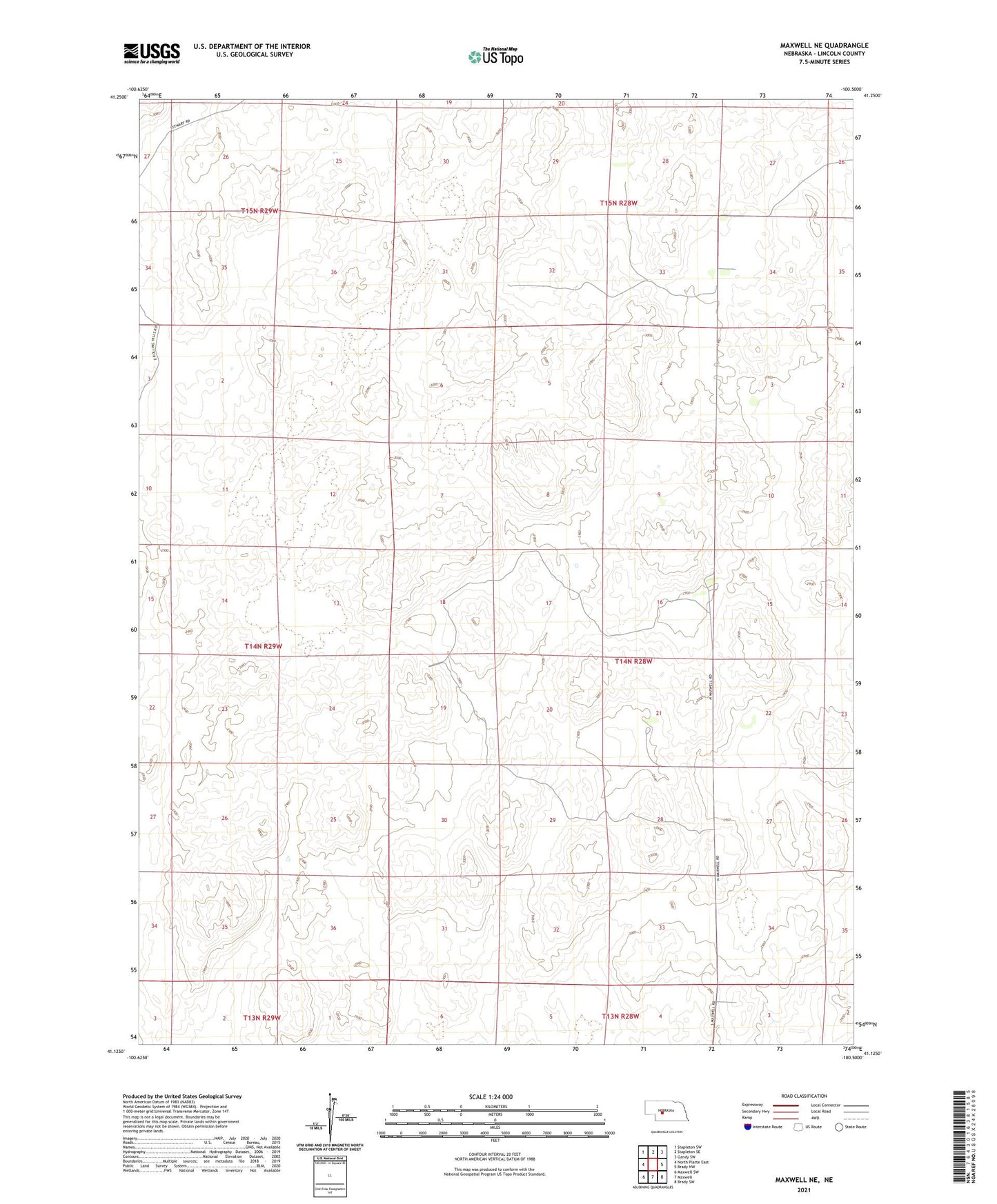 Maxwell NE Nebraska US Topo Map Image