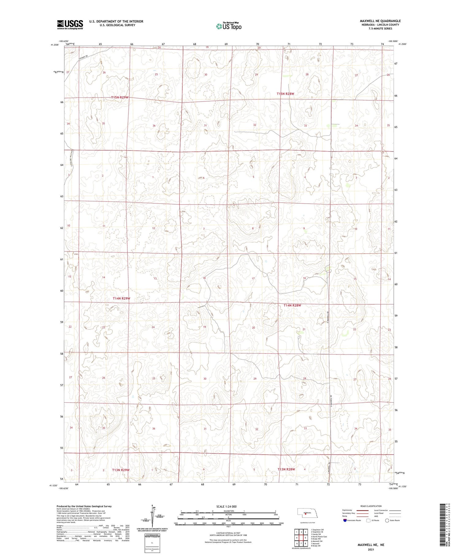 Maxwell NE Nebraska US Topo Map Image