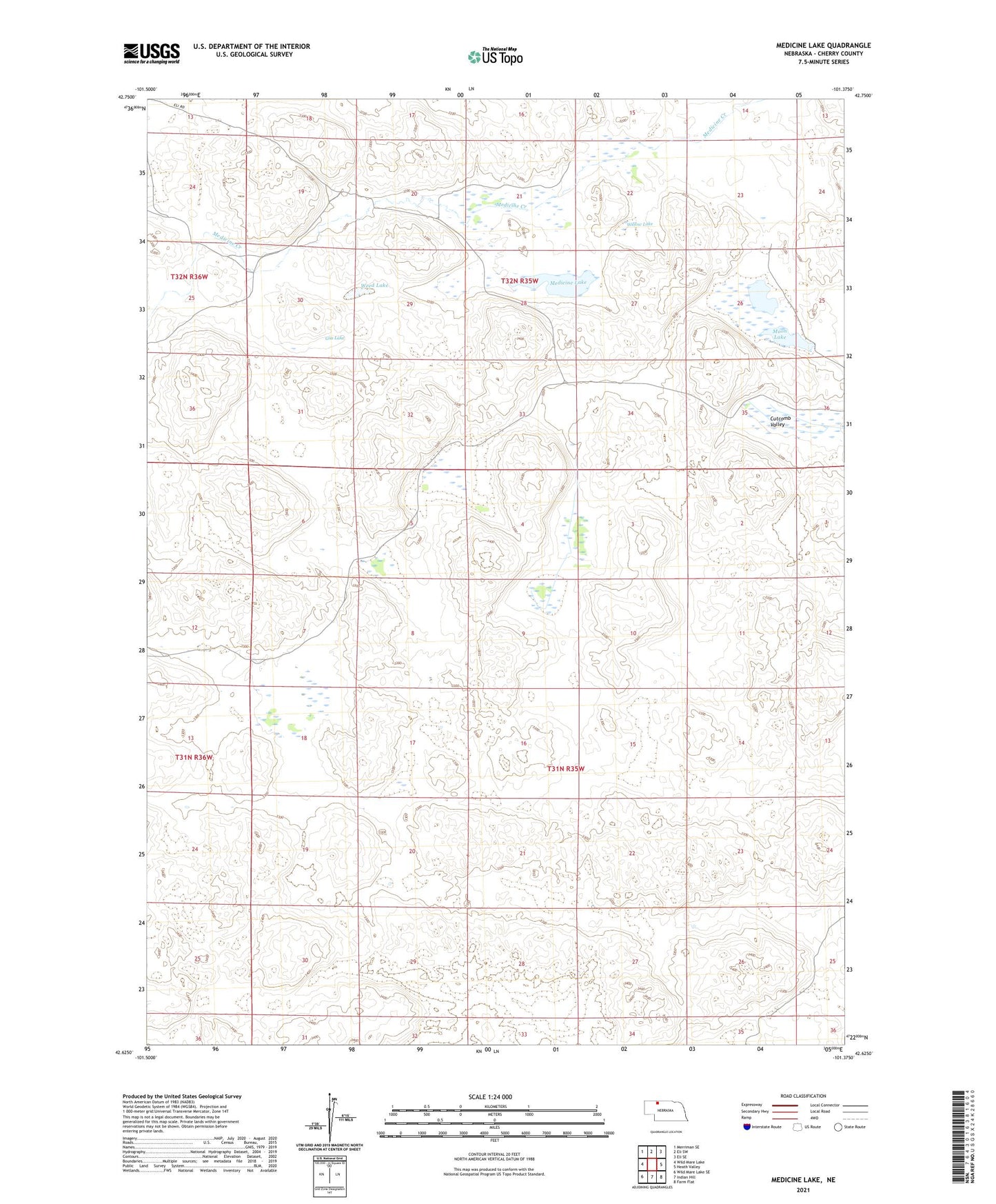 Medicine Lake Nebraska US Topo Map Image