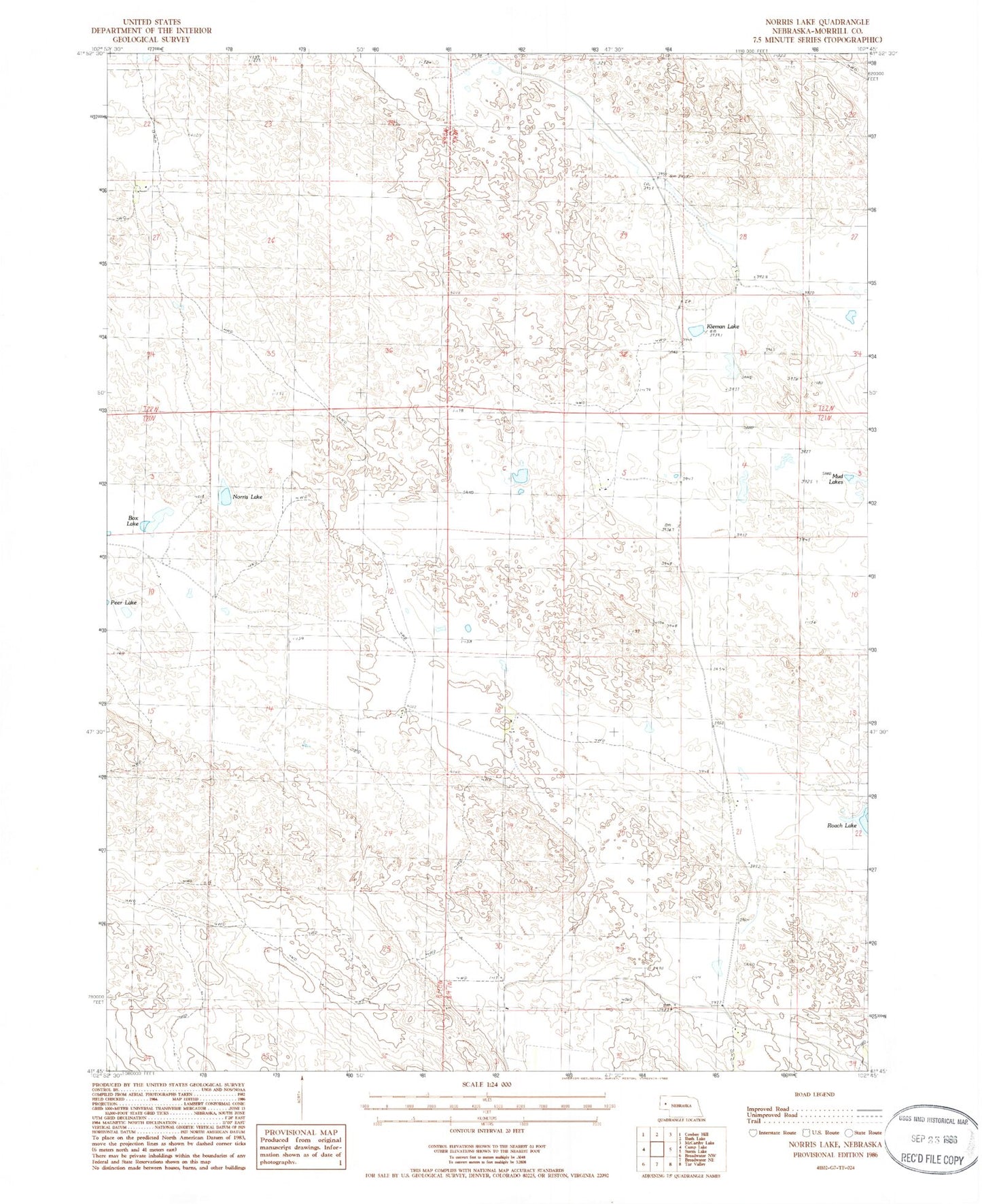 Classic USGS Norris Lake Nebraska 7.5'x7.5' Topo Map Image