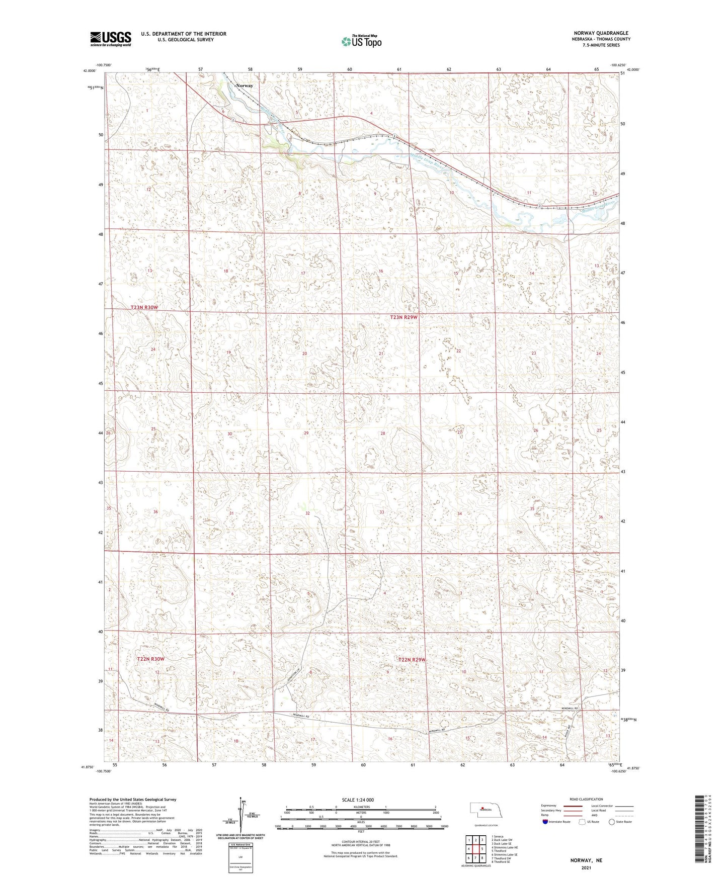 Norway Nebraska US Topo Map Image