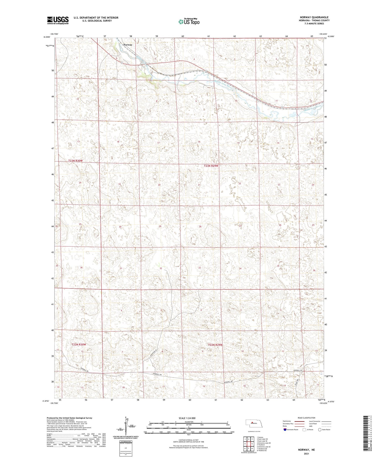 Norway Nebraska US Topo Map Image