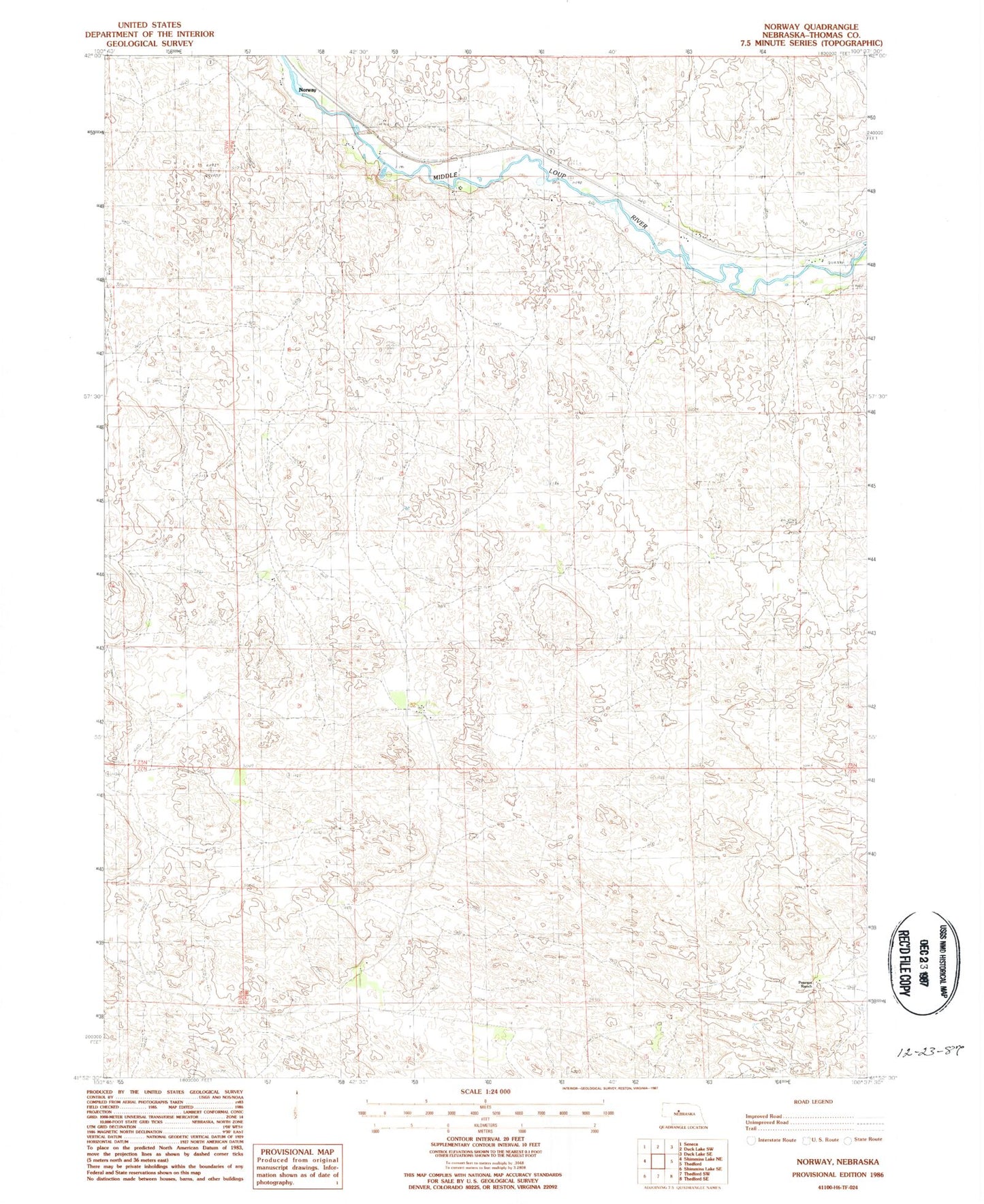 Classic USGS Norway Nebraska 7.5'x7.5' Topo Map Image