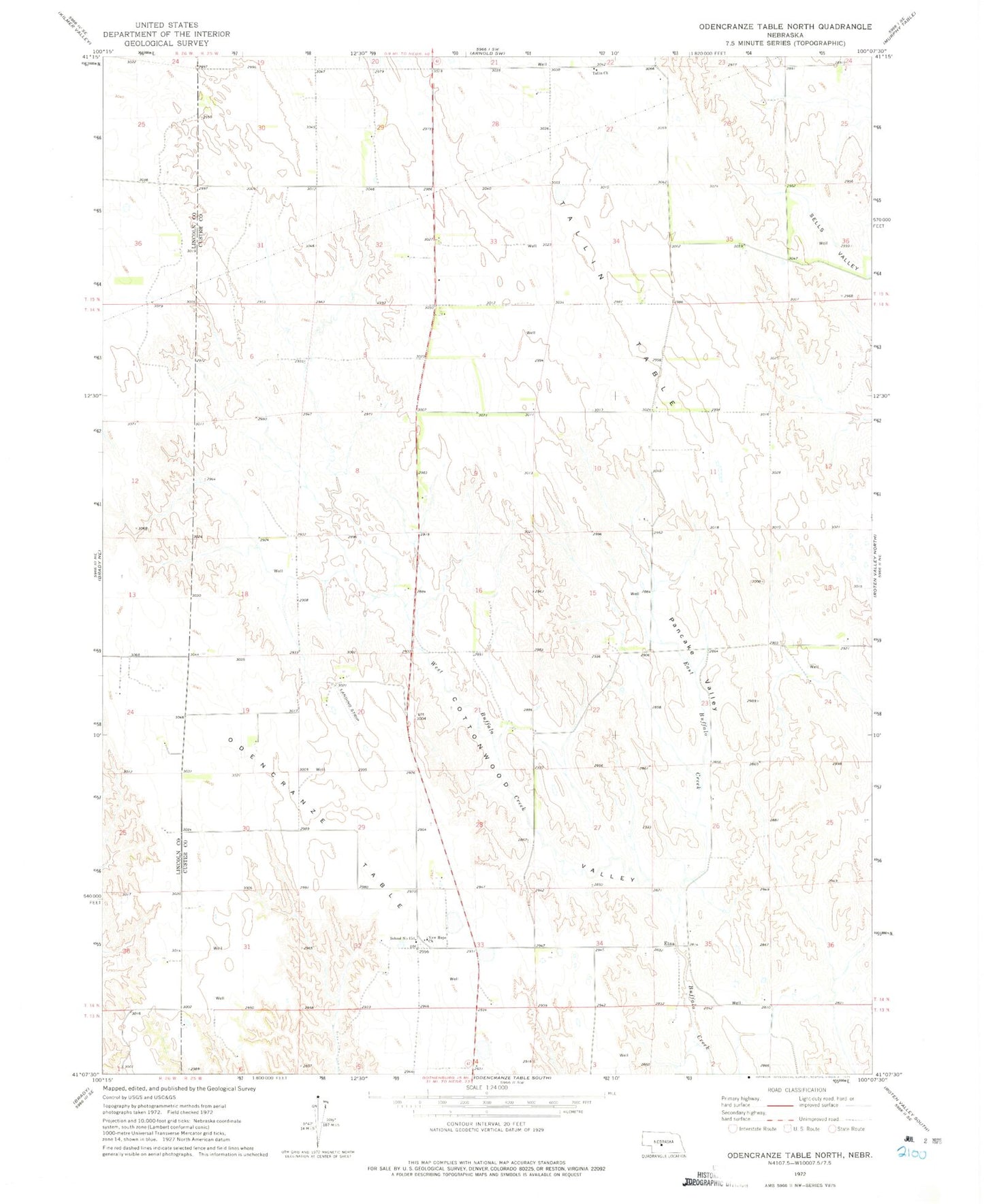 Classic USGS Odencranze Table North Nebraska 7.5'x7.5' Topo Map Image