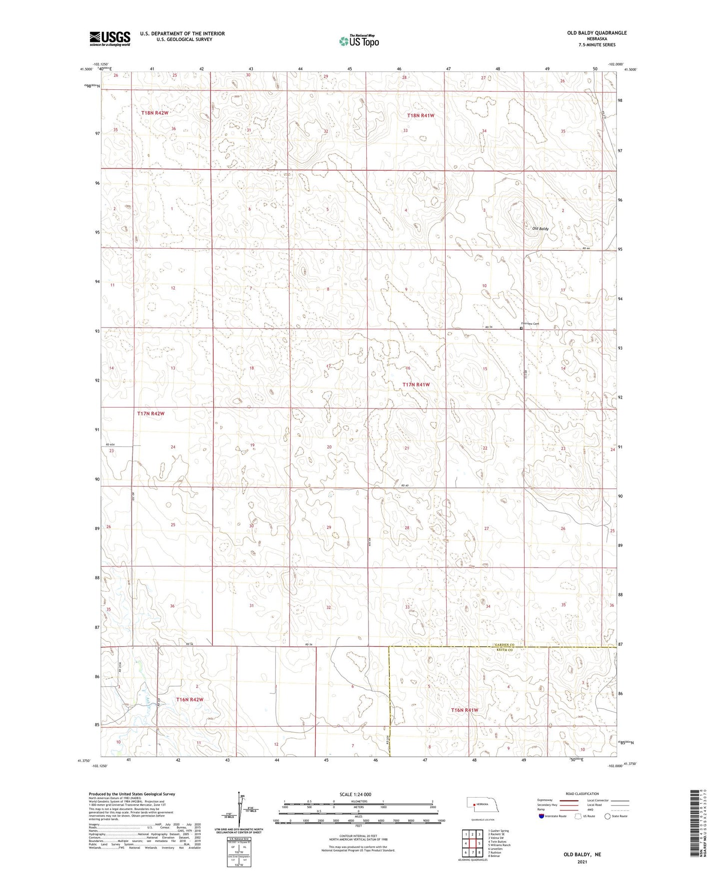 Old Baldy Nebraska US Topo Map Image