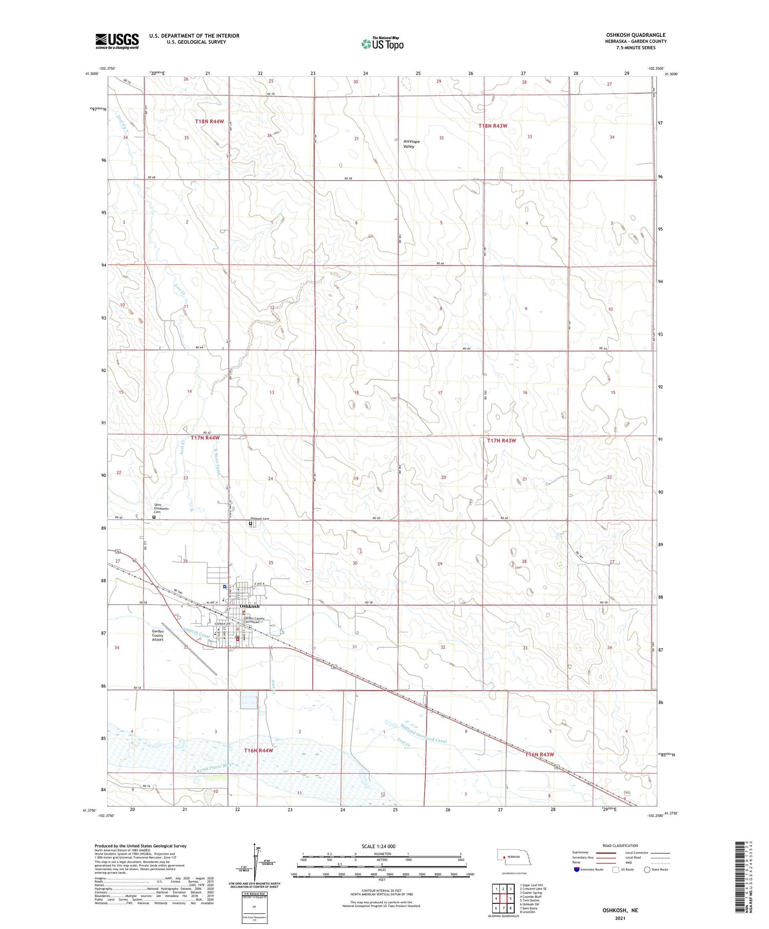 Oshkosh Nebraska US Topo Map Image