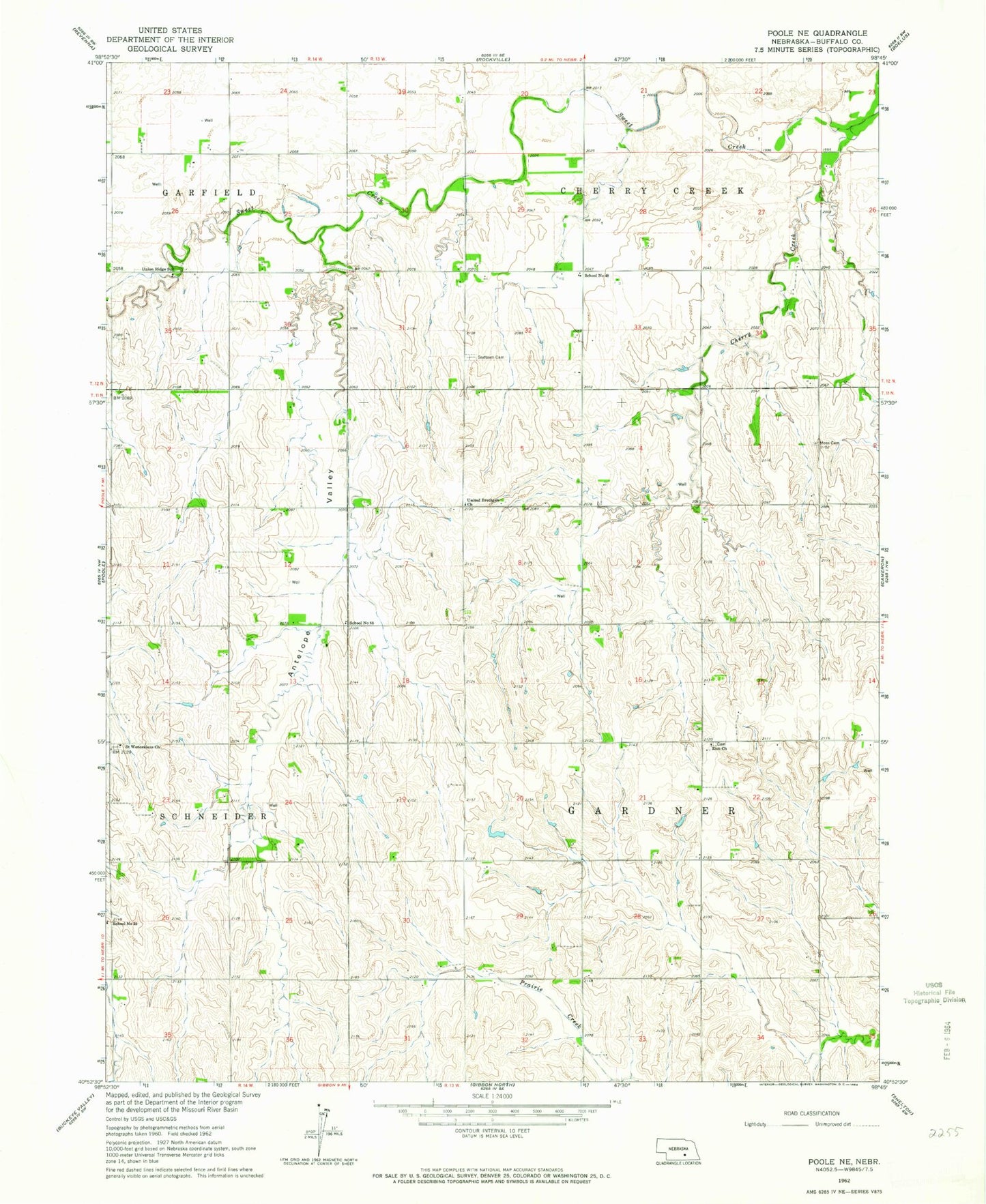 Classic USGS Poole NE Nebraska 7.5'x7.5' Topo Map Image