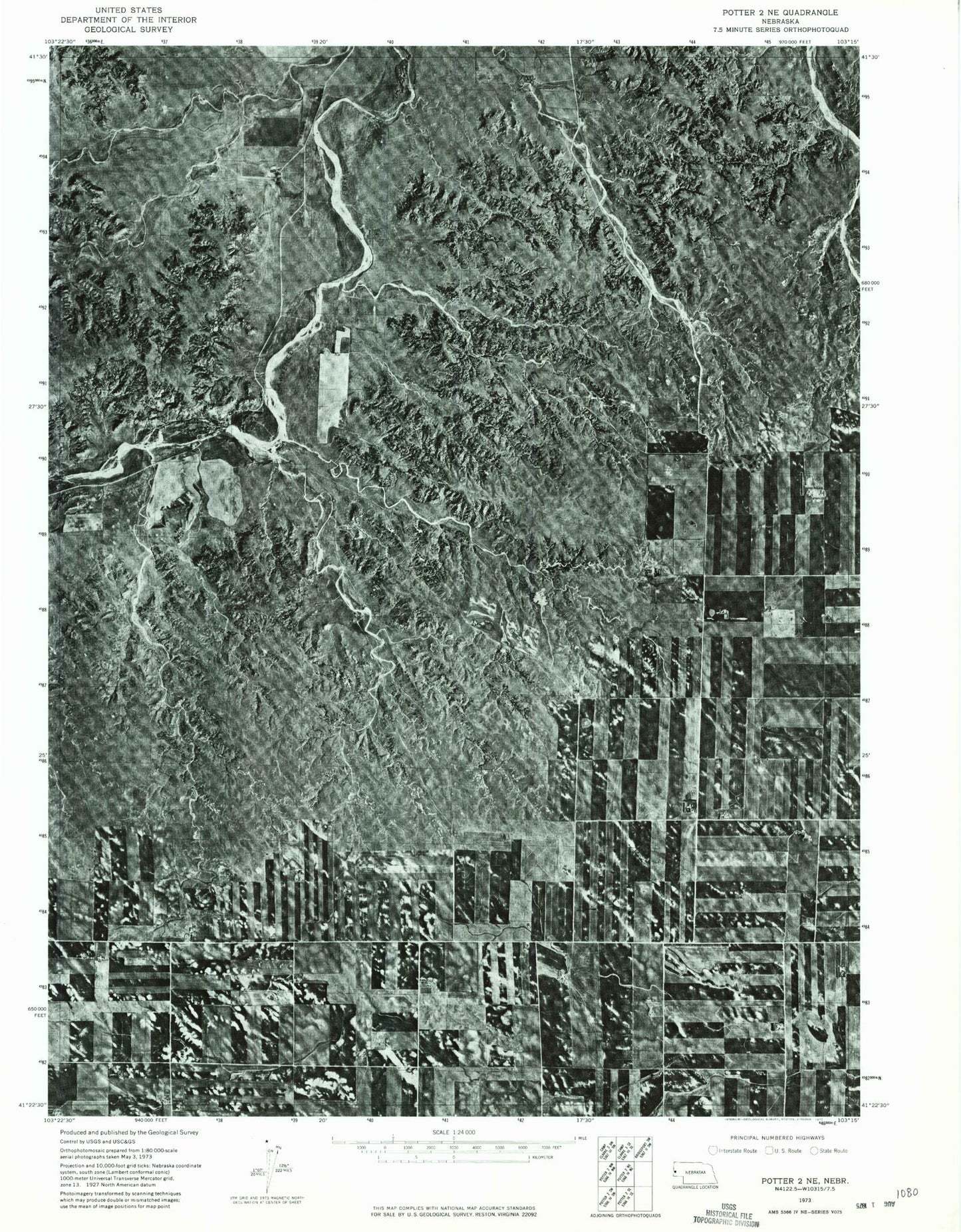 Classic USGS Lawrence Fork Nebraska 7.5'x7.5' Topo Map Image