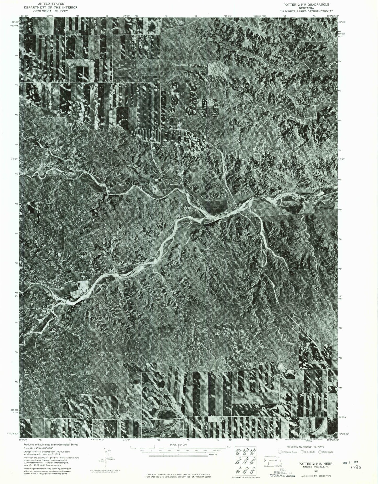 Classic USGS Singleton Ranch Nebraska 7.5'x7.5' Topo Map Image