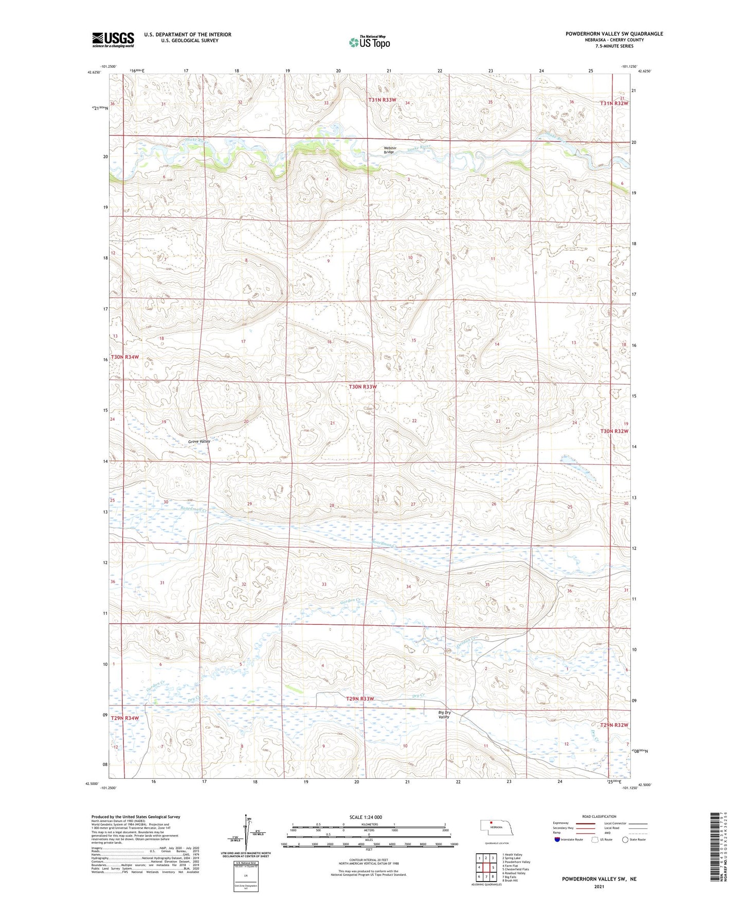 Powderhorn Valley SW Nebraska US Topo Map Image