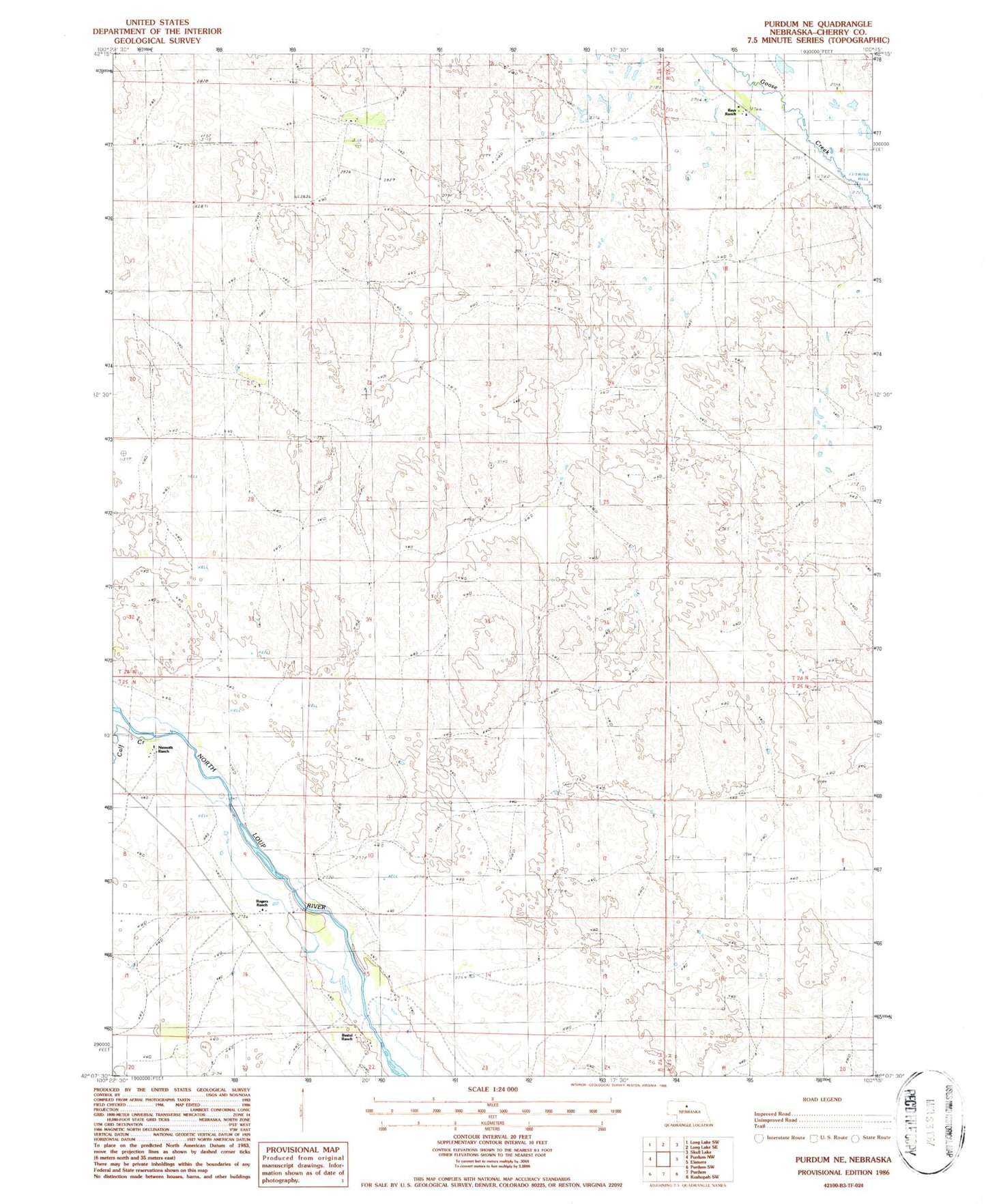 Classic USGS Purdum NE Nebraska 7.5'x7.5' Topo Map Image