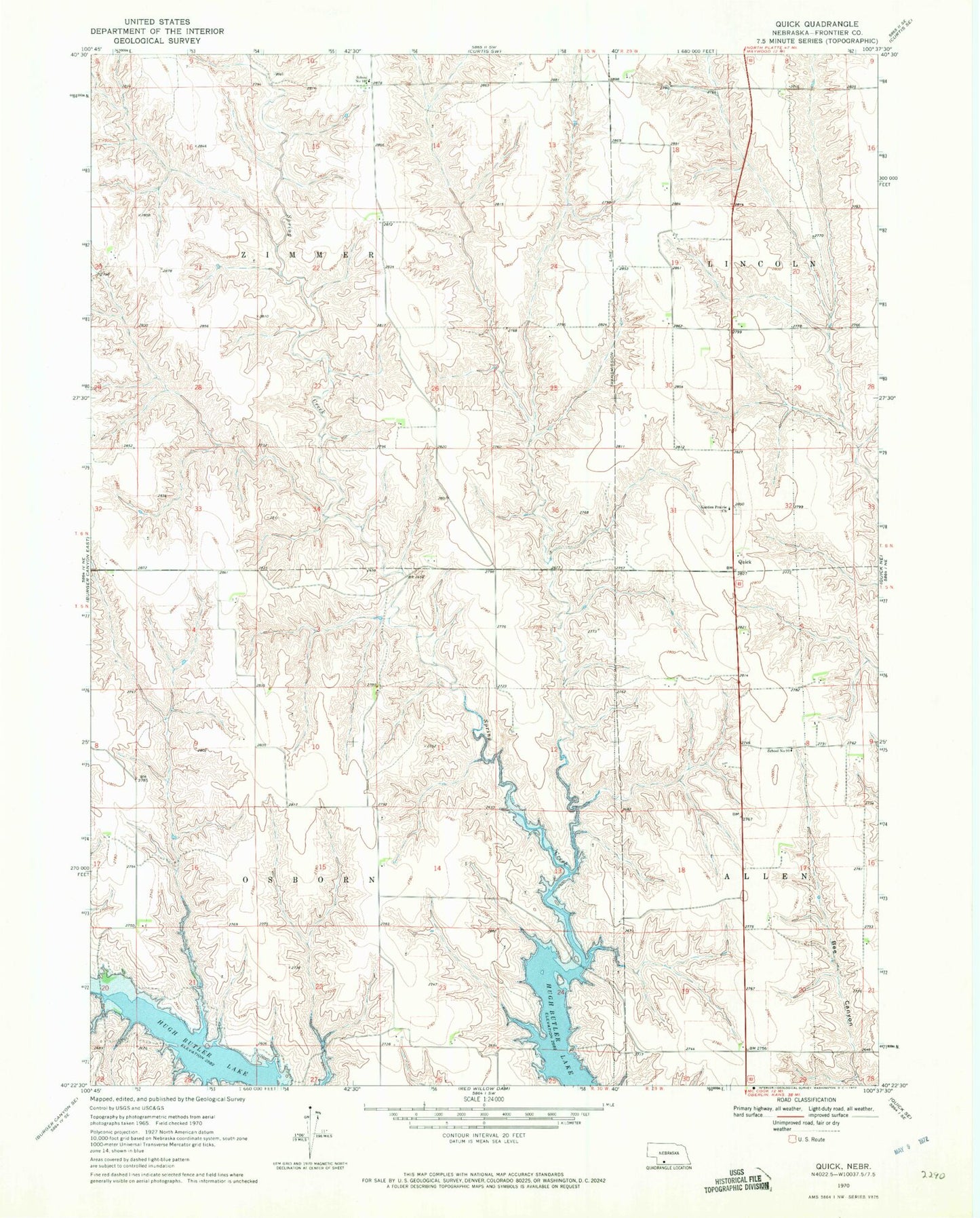 Classic USGS Quick Nebraska 7.5'x7.5' Topo Map Image