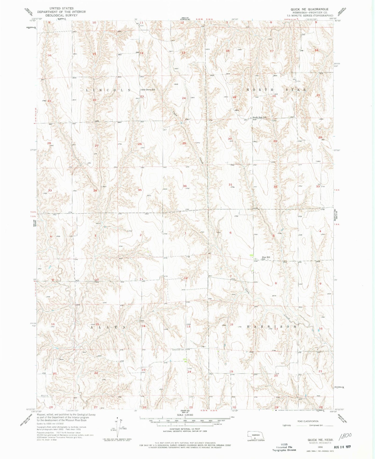 Classic USGS Quick NE Nebraska 7.5'x7.5' Topo Map Image