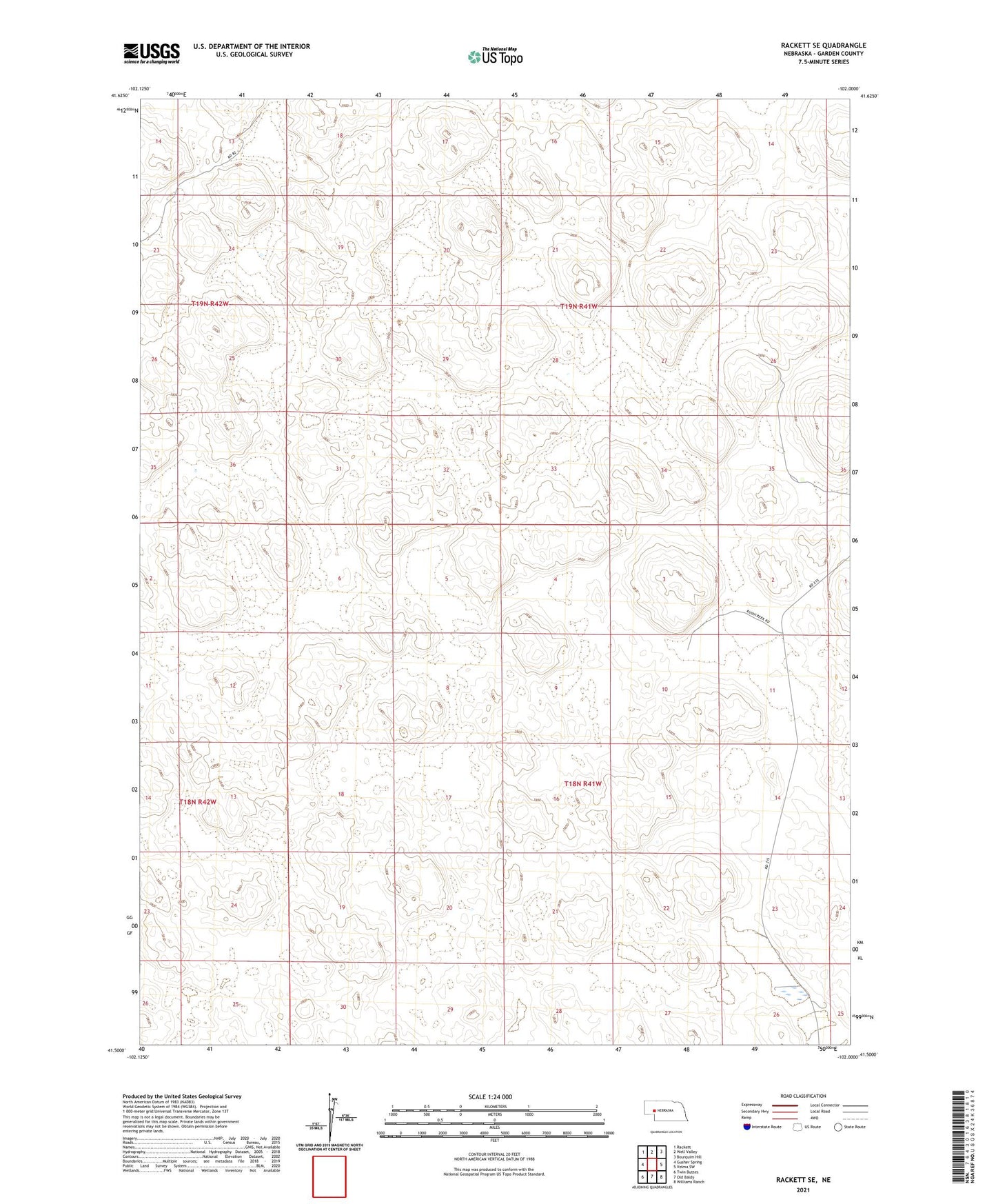 Rackett SE Nebraska US Topo Map Image