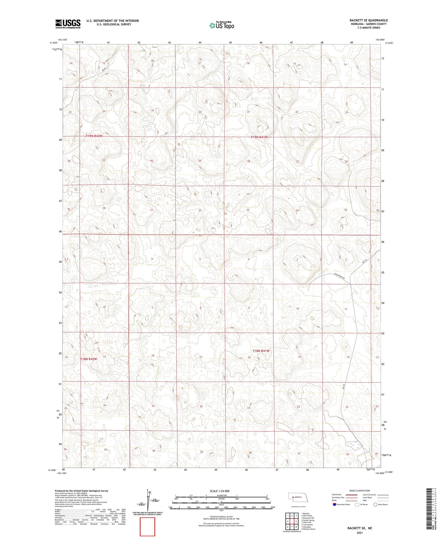 Rackett SE Nebraska US Topo Map Image