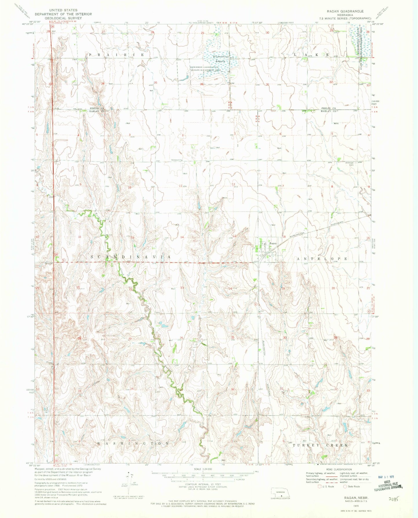 Classic USGS Ragan Nebraska 7.5'x7.5' Topo Map Image