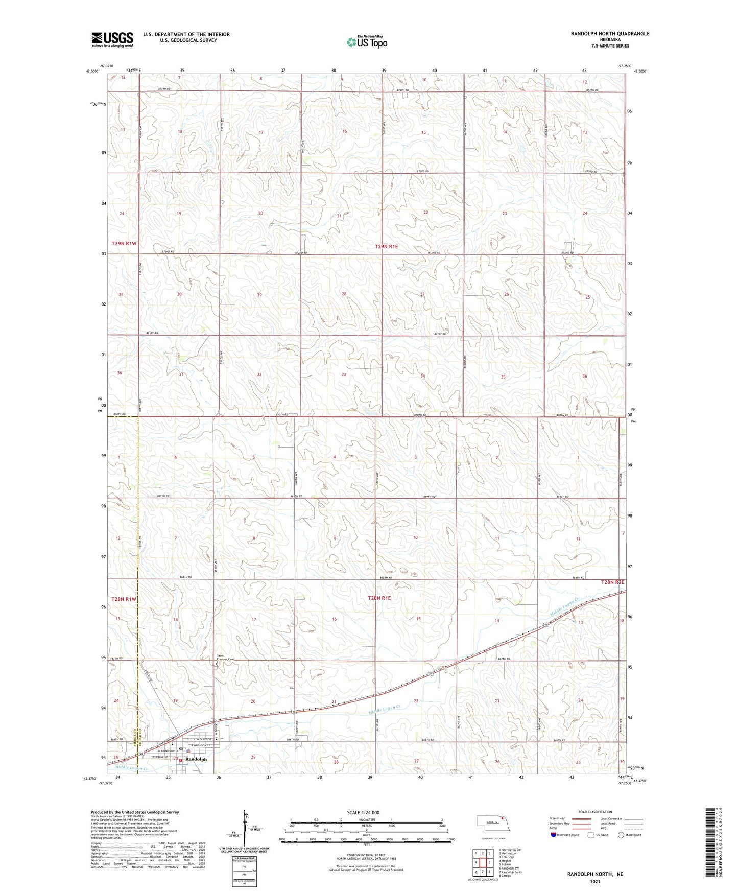 Randolph North Nebraska US Topo Map Image