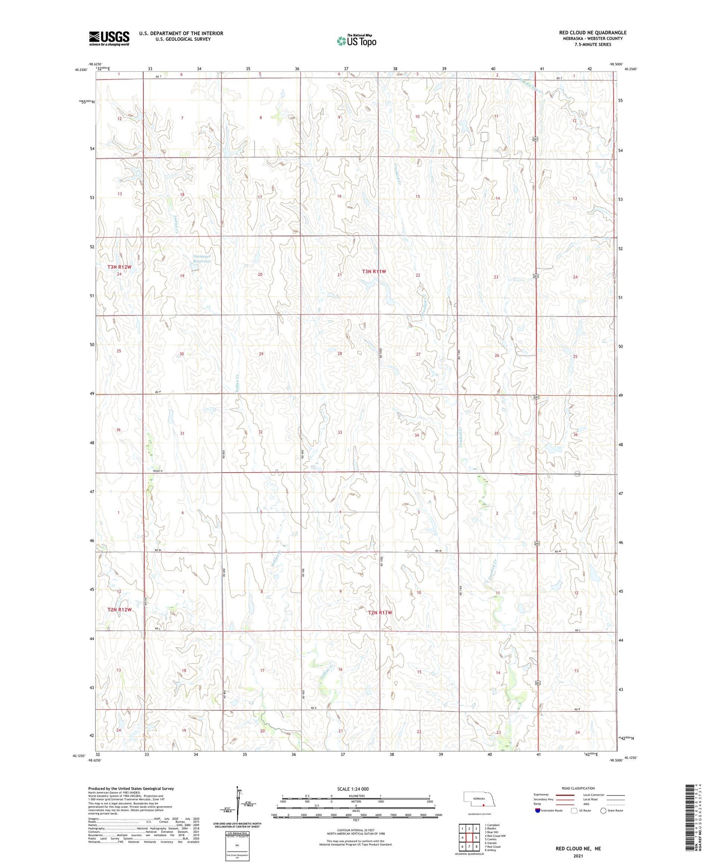 Red Cloud NE Nebraska US Topo Map Image