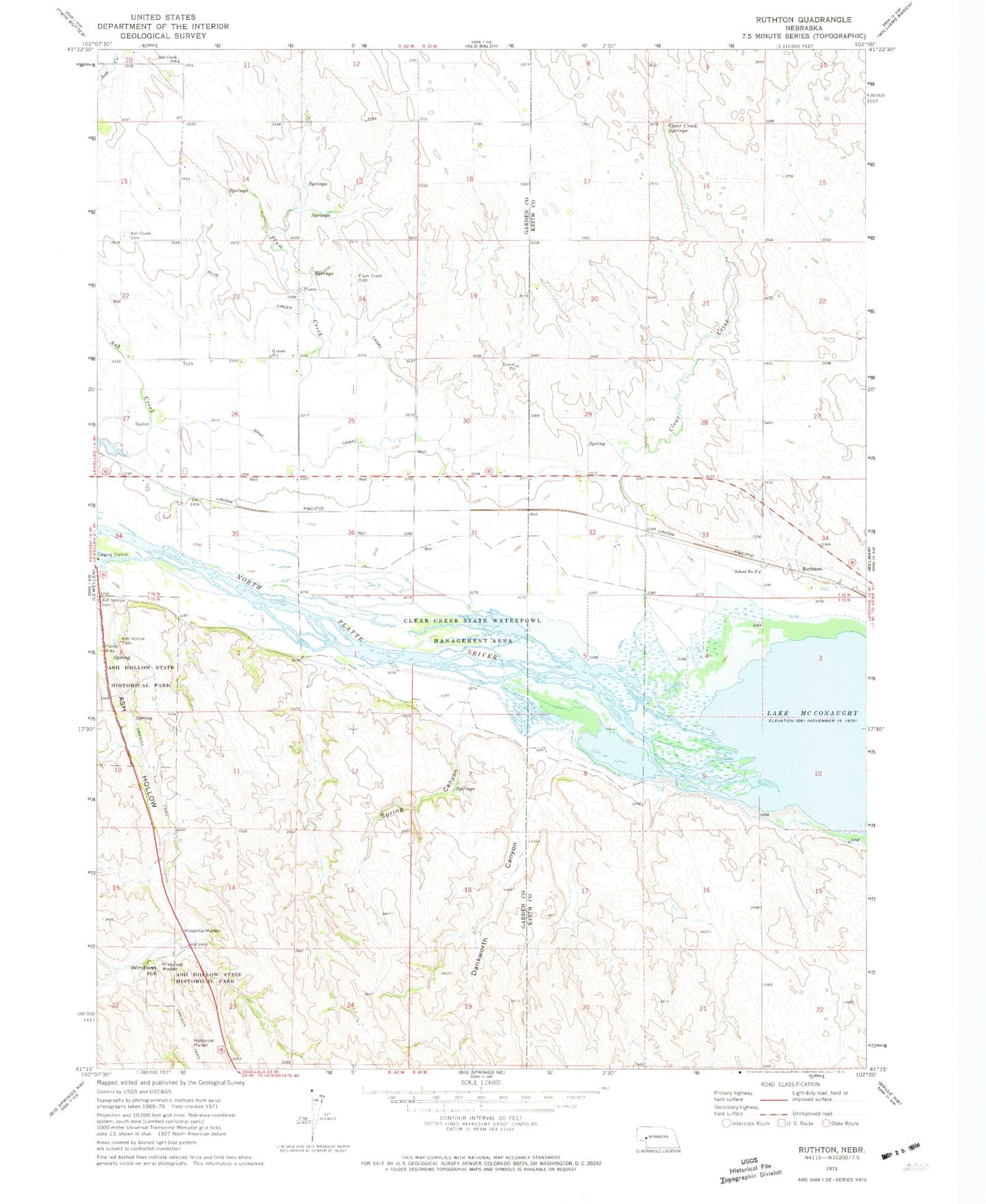 Classic USGS Ruthton Nebraska 7.5'x7.5' Topo Map Image
