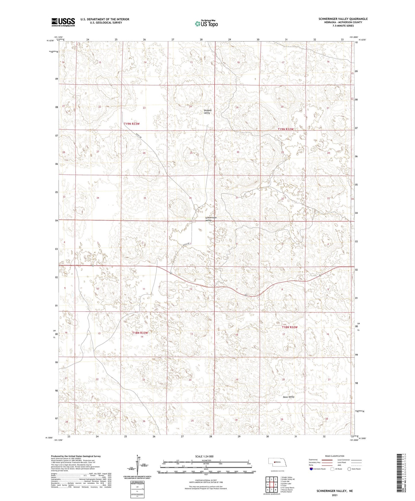 Schneringer Valley Nebraska US Topo Map Image
