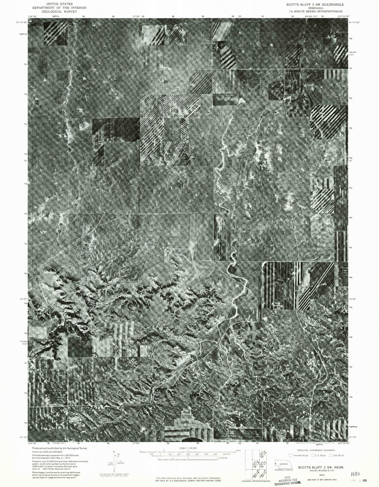 Classic USGS Murray Lake SW Nebraska 7.5'x7.5' Topo Map Image