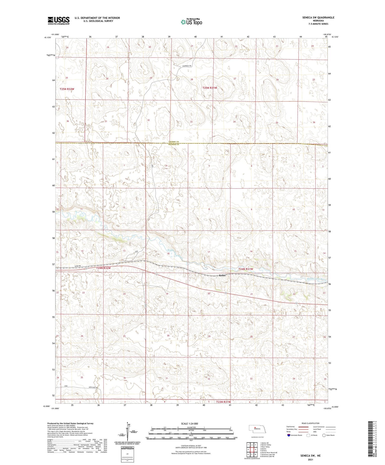 Seneca SW Nebraska US Topo Map Image