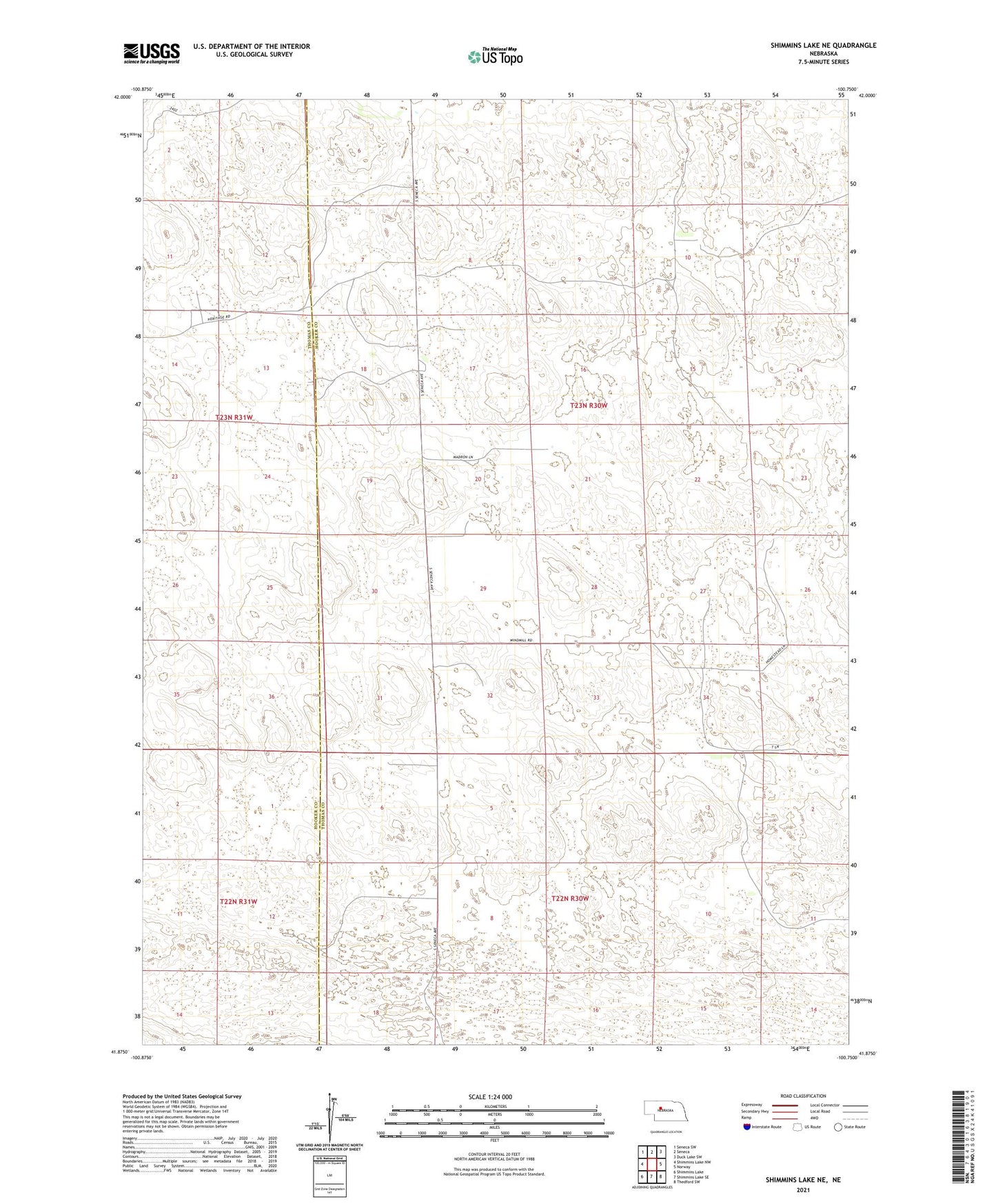 Shimmins Lake NE Nebraska US Topo Map Image