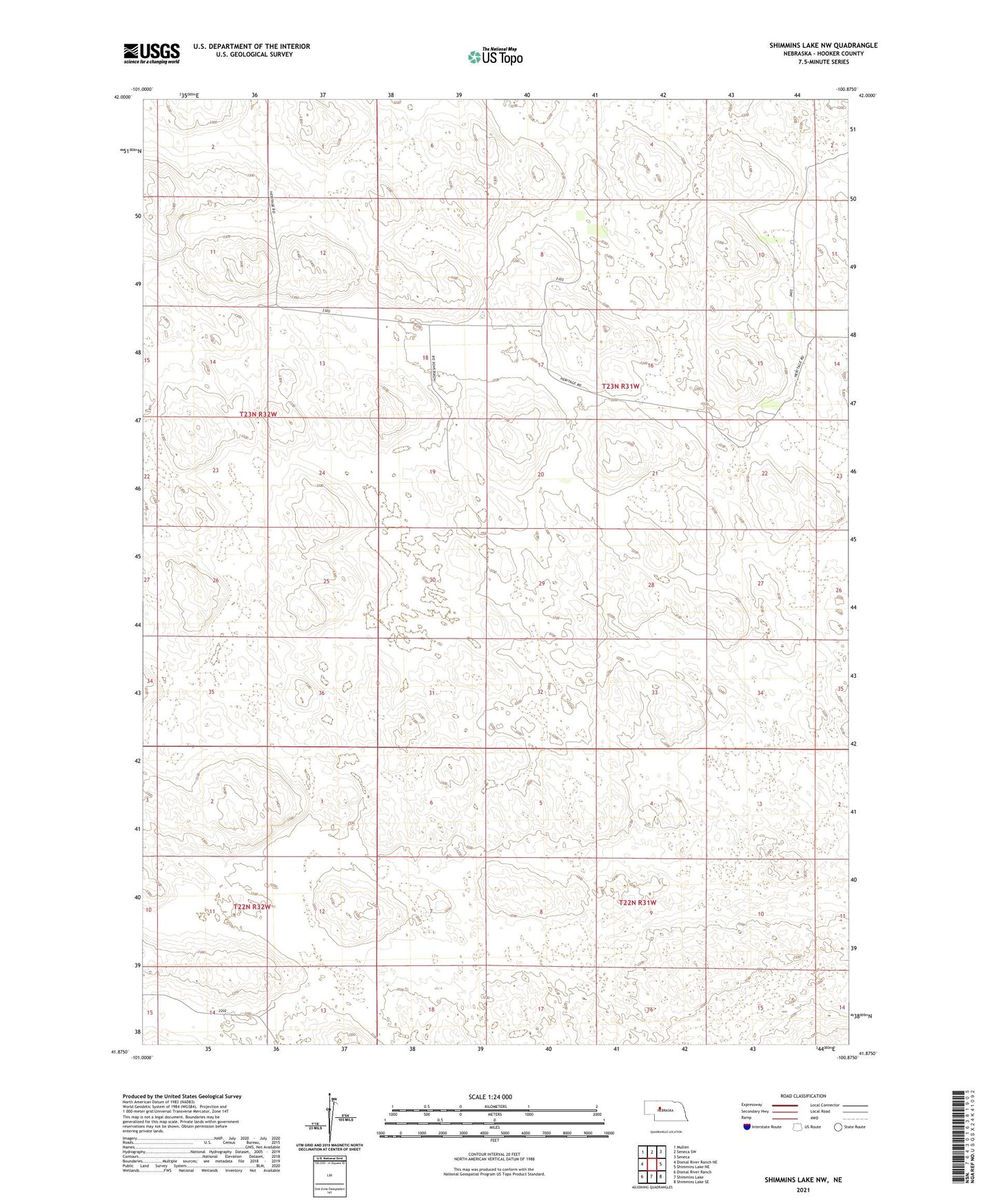 Shimmins Lake NW Nebraska US Topo Map Image