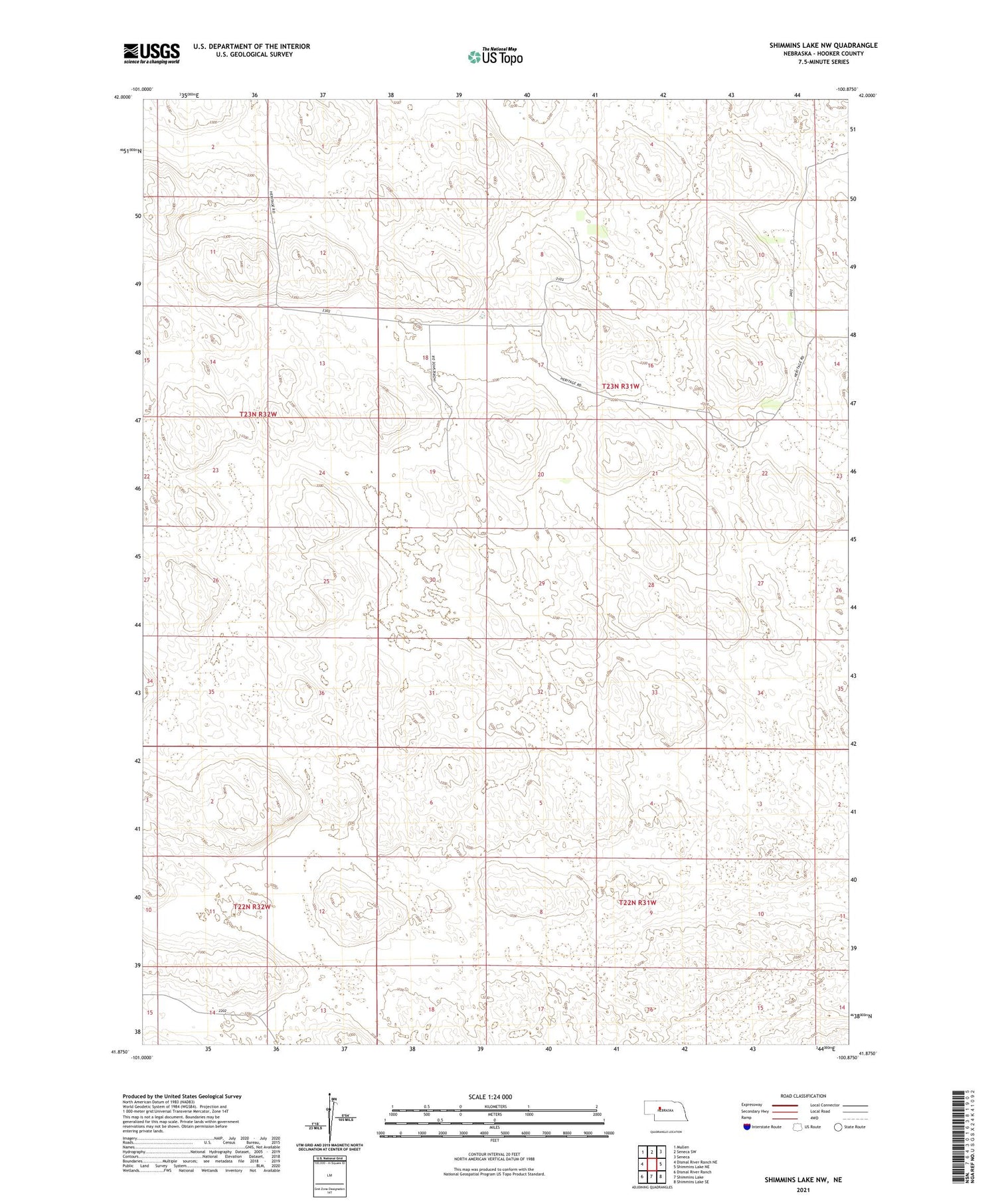 Shimmins Lake NW Nebraska US Topo Map Image