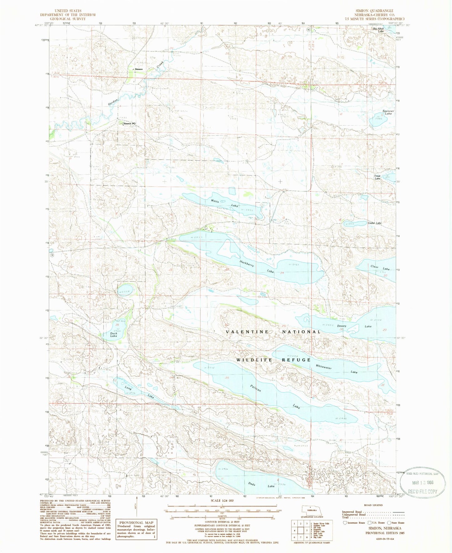 Classic USGS Simeon Nebraska 7.5'x7.5' Topo Map Image