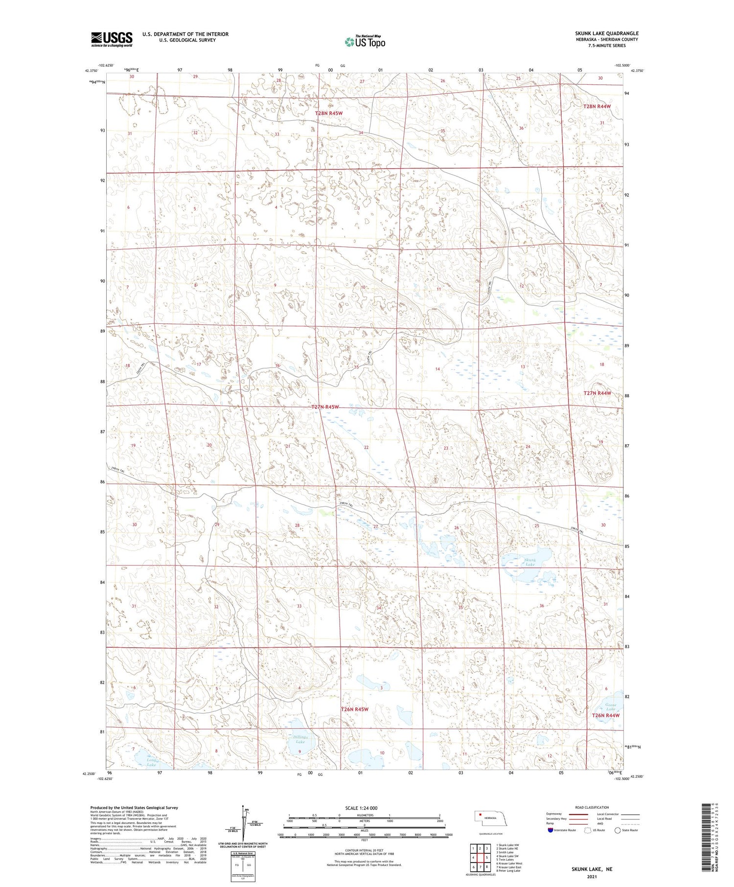 Skunk Lake Nebraska US Topo Map Image