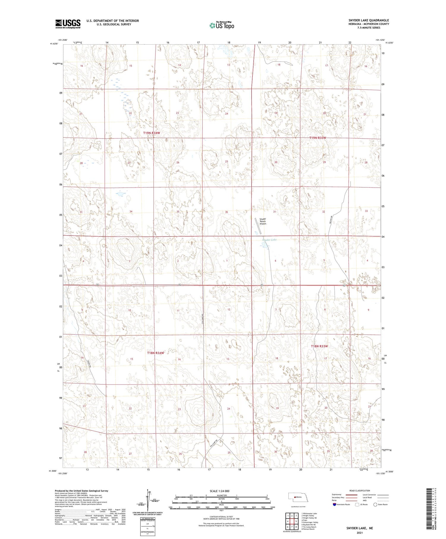 Snyder Lake Nebraska US Topo Map Image