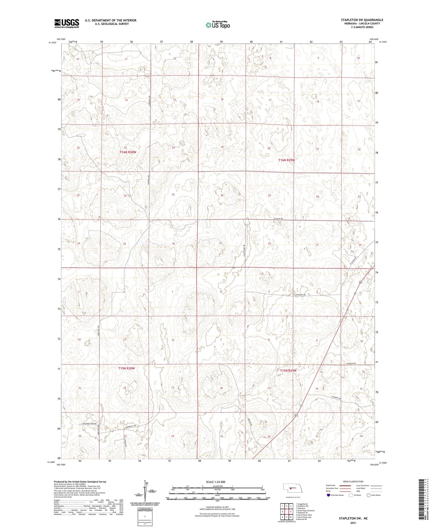 Stapleton SW Nebraska US Topo Map Image