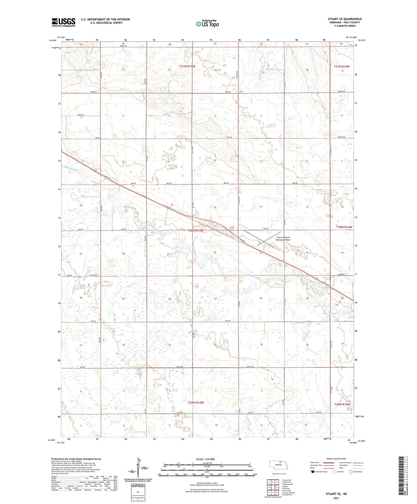 Stuart SE Nebraska US Topo Map Image