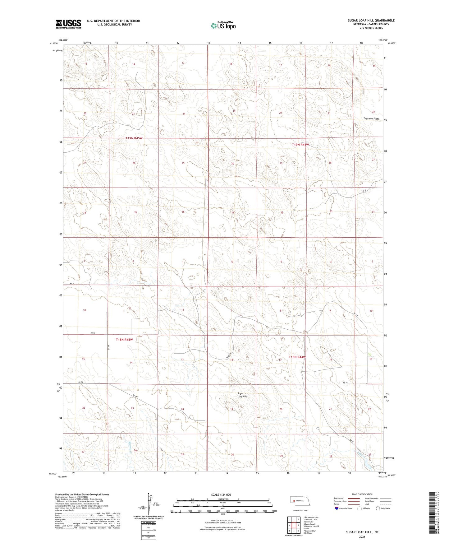 Sugar Loaf Hill Nebraska US Topo Map Image