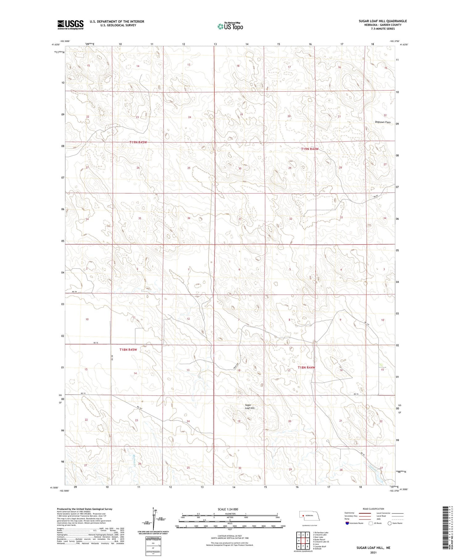 Sugar Loaf Hill Nebraska US Topo Map Image