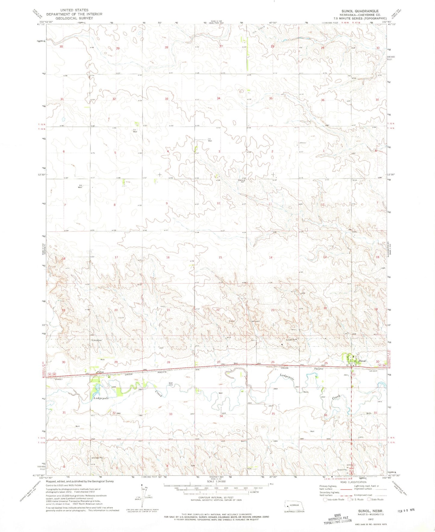 Classic USGS Sunol Nebraska 7.5'x7.5' Topo Map Image