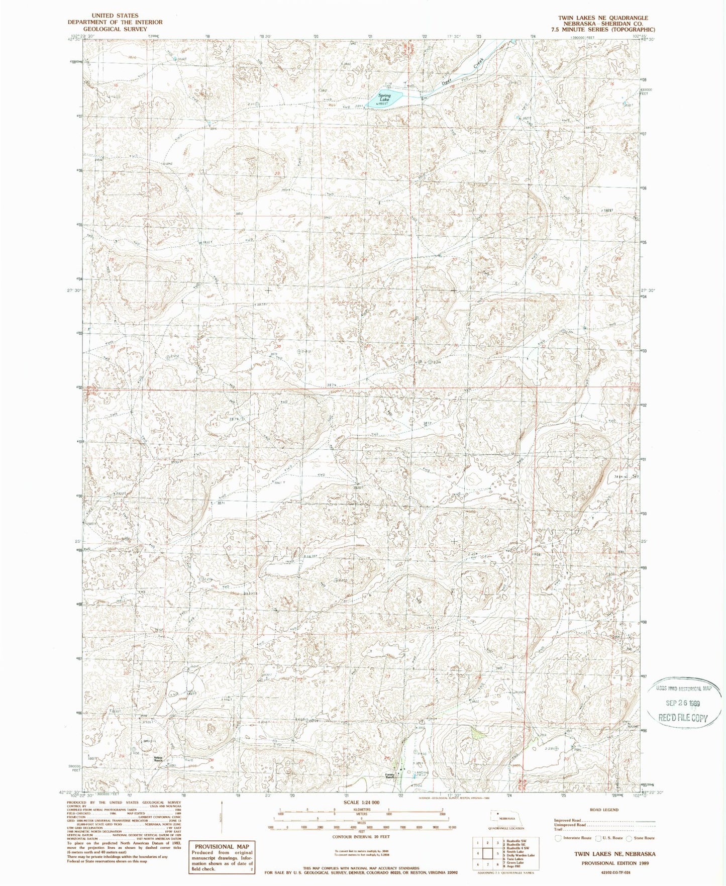 Classic USGS Twin Lakes NE Nebraska 7.5'x7.5' Topo Map Image