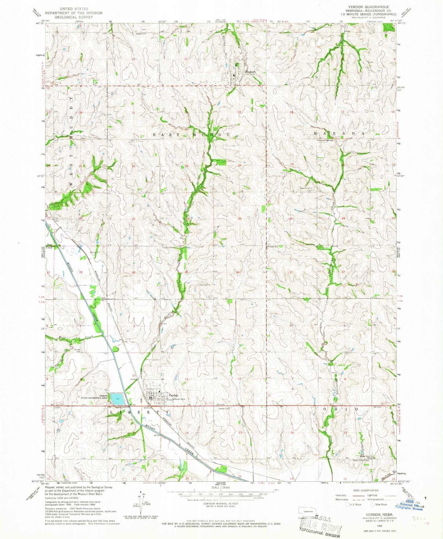 Classic USGS Verdon Nebraska 7.5'x7.5' Topo Map Image