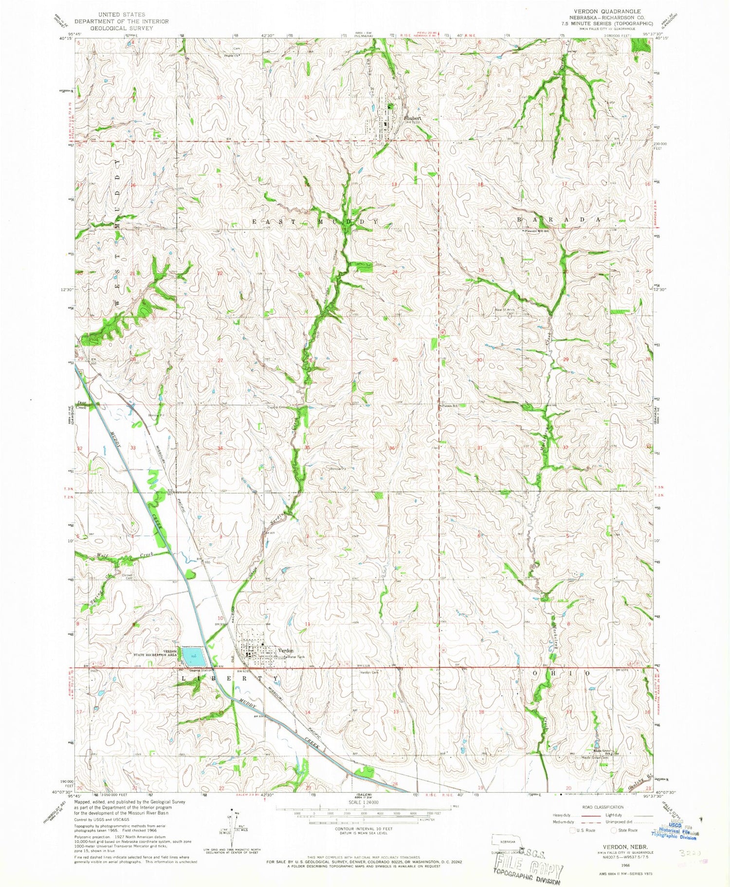 Classic USGS Verdon Nebraska 7.5'x7.5' Topo Map Image