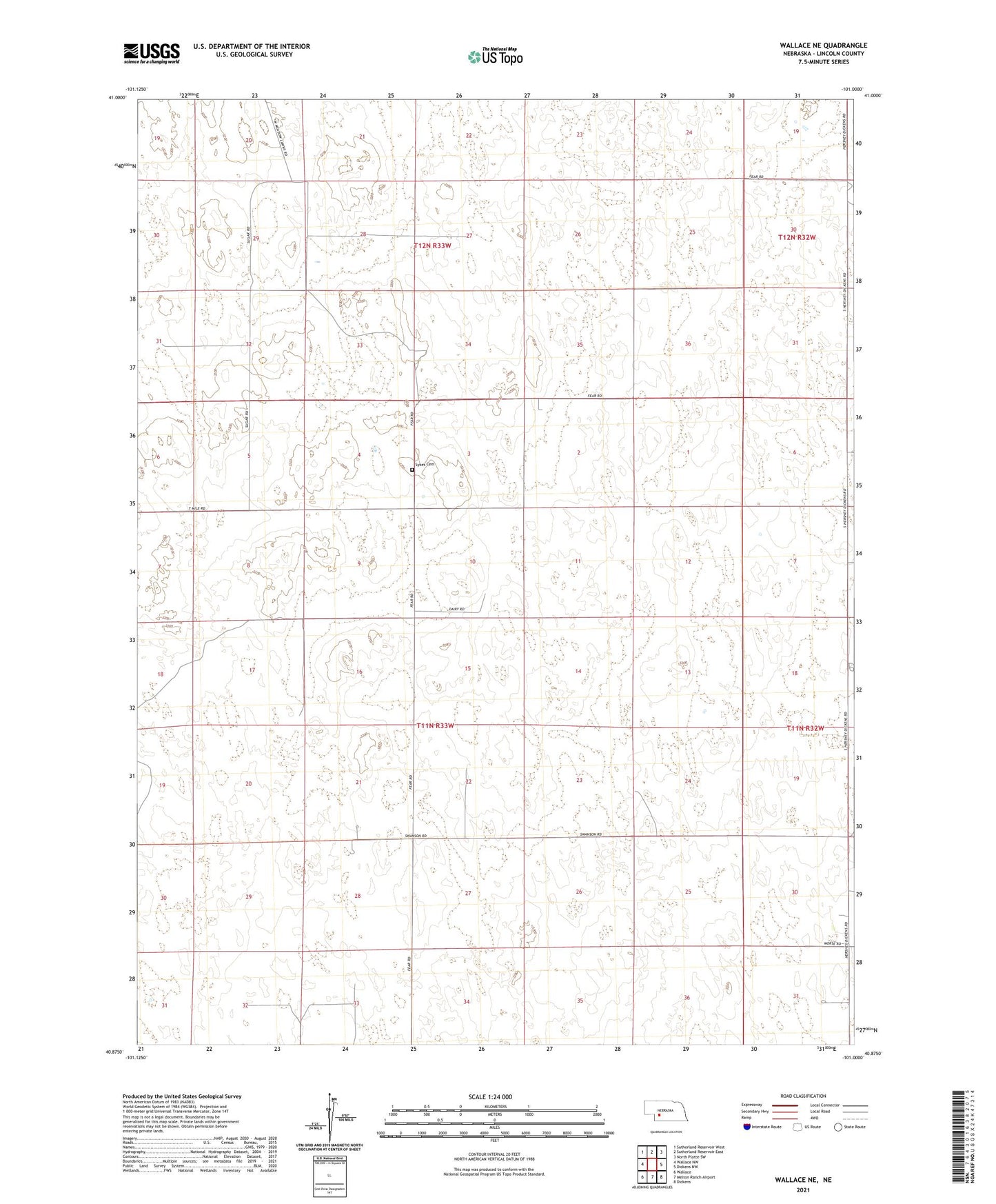 Wallace NE Nebraska US Topo Map Image