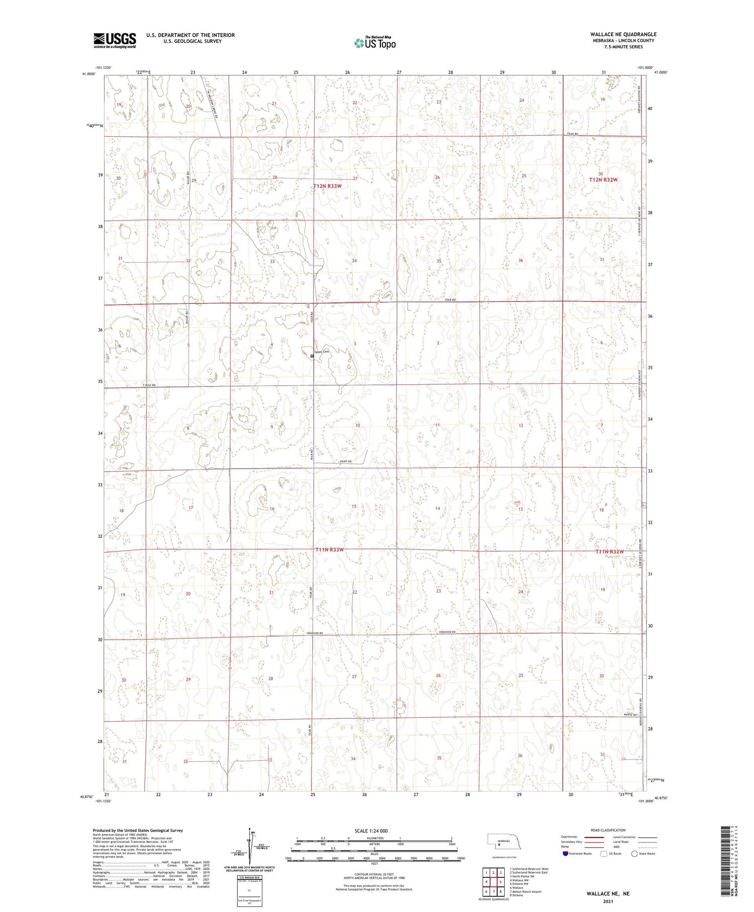 Wallace NE Nebraska US Topo Map Image