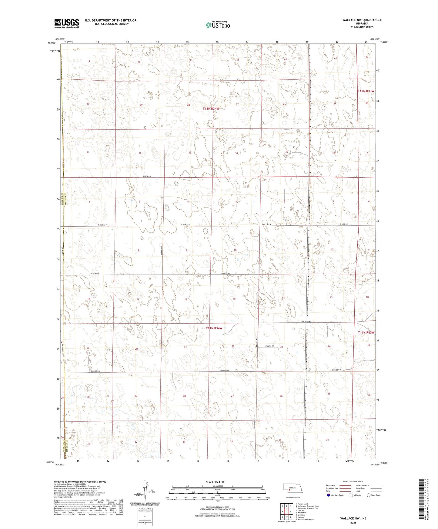 Wallace NW Nebraska US Topo Map Image