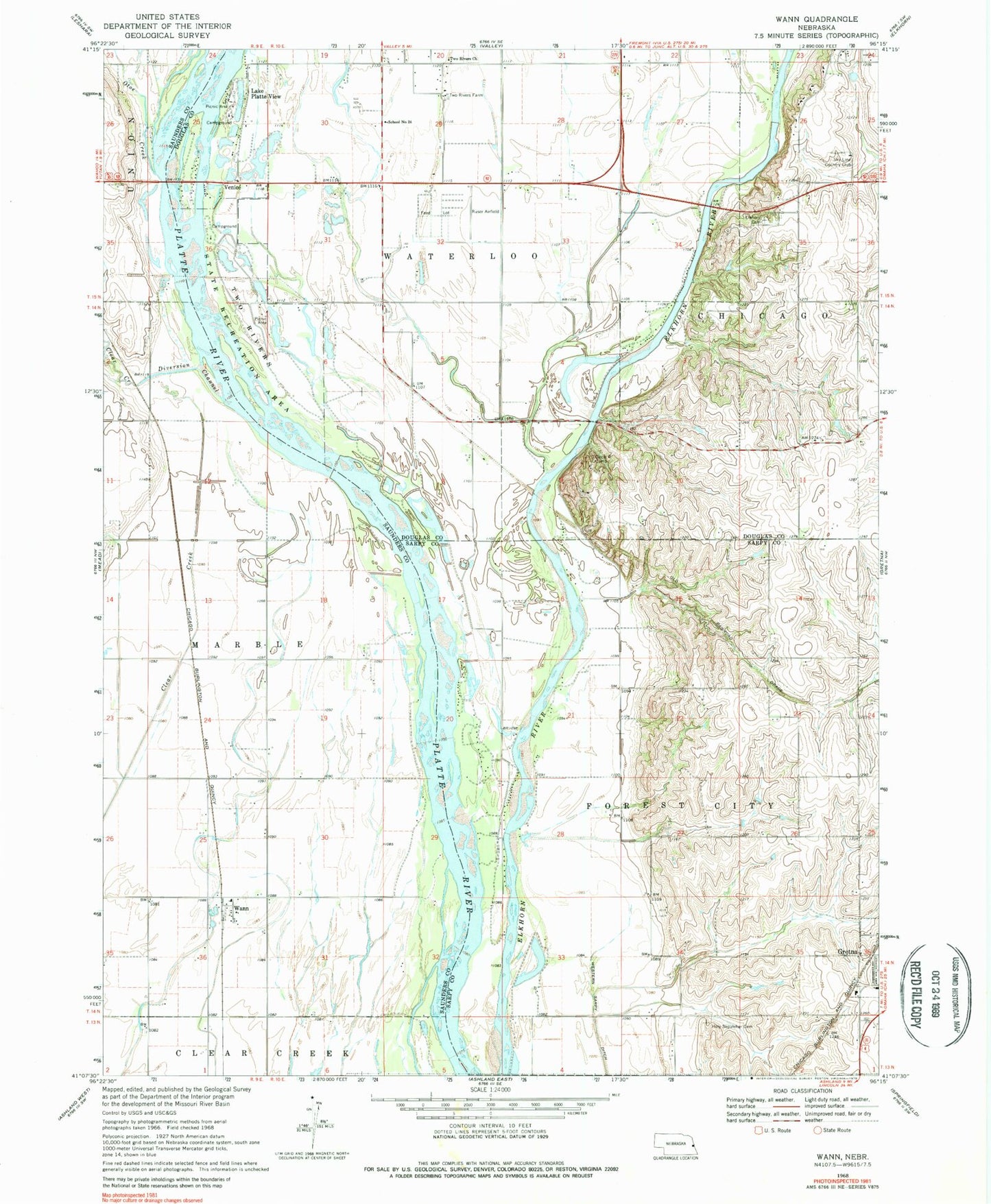 Classic USGS Wann Nebraska 7.5'x7.5' Topo Map Image