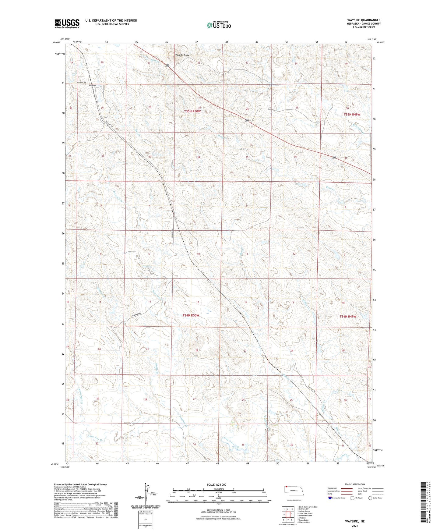 Wayside Nebraska US Topo Map Image
