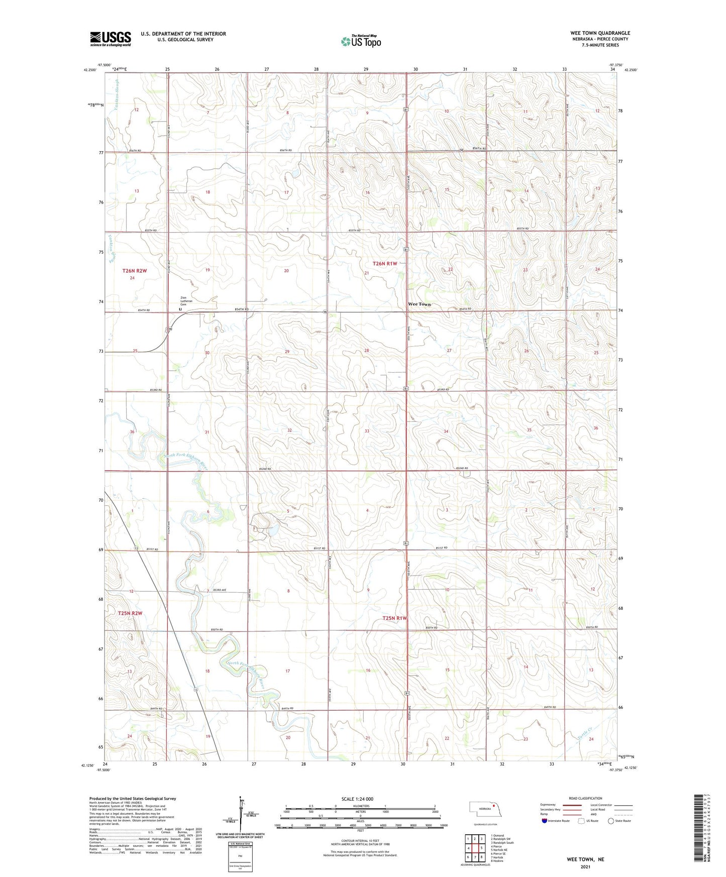 Wee Town Nebraska US Topo Map Image