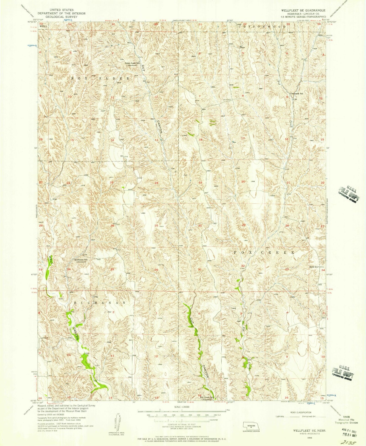 Classic USGS Wellfleet SE Nebraska 7.5'x7.5' Topo Map Image
