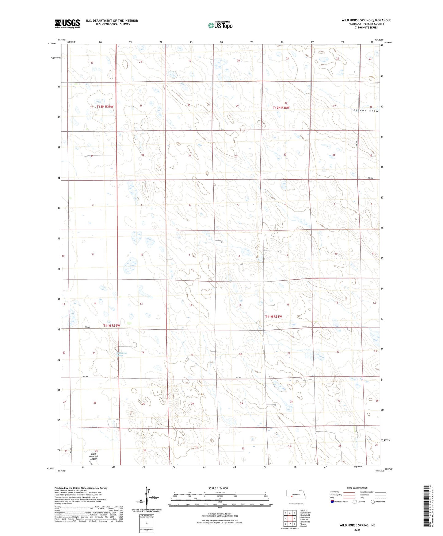 Wild Horse Spring Nebraska US Topo Map Image